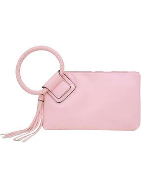 Women's Light Blush Leather Formal Purse Wristlet Wallet Casual Evening Handbag